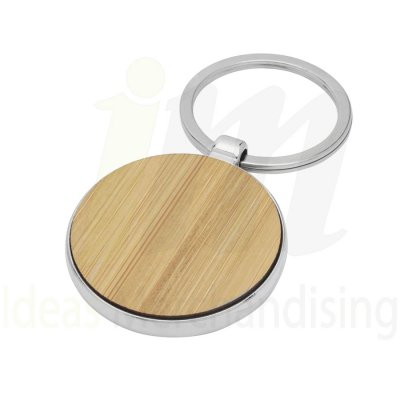 Llavero Circular Bambú Metal